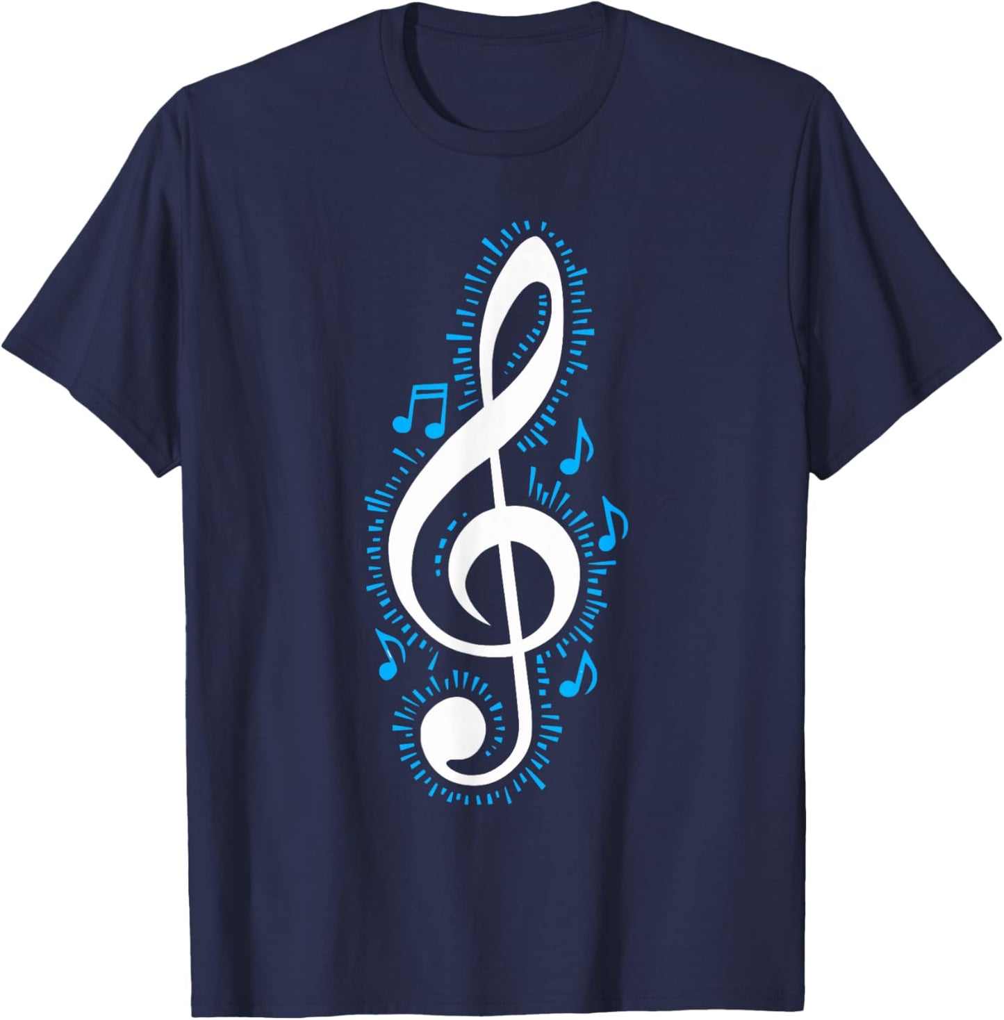 Treble Clef and Blue Music Notes Design for Music Love T-Shirt - T-Shirt | Navy