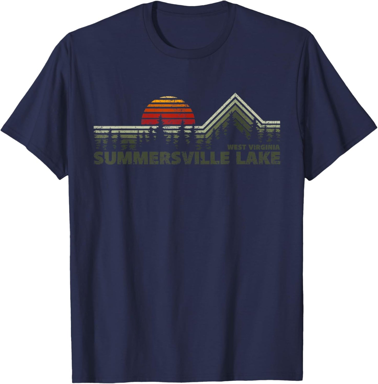 Summersville Lake West Virginia Retro Nature T-Shirt - T-Shirt | Navy