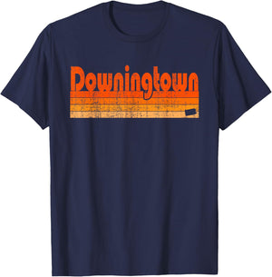 Downingtown, Pennsylvania Retro 80s Style T-Shirt - T-Shirt | Navy