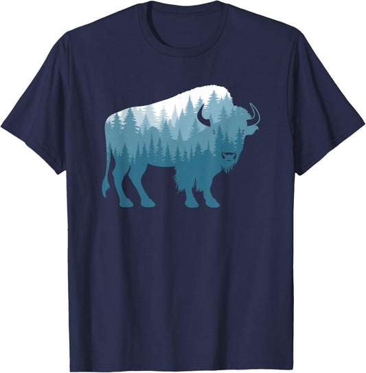 Bison Lover Buffalo Forest Men Women T-Shirt - T-Shirt | Navy