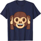 Official Emoji Monkey Holding Ears Yellow Smile Face T-Shirt - T-Shirt | Navy
