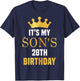Its My Son's 28th Birthday 28 Years Old Golden Bday T-Shirt - T-Shirt | Navy