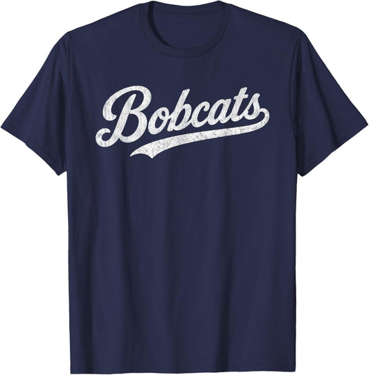 Bobcats High School Sports Team Spirit Vintage T-Shirt - T-Shirt | Navy