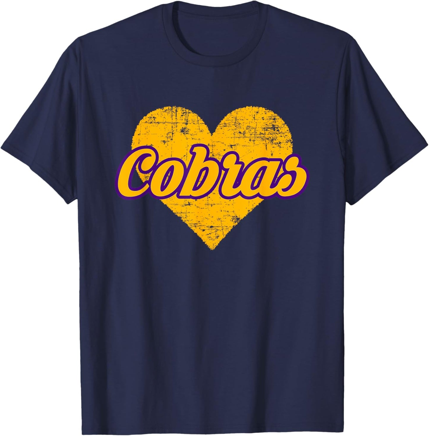 Fountain Lake Cobras Over Heart T-Shirt - T-Shirt | Navy