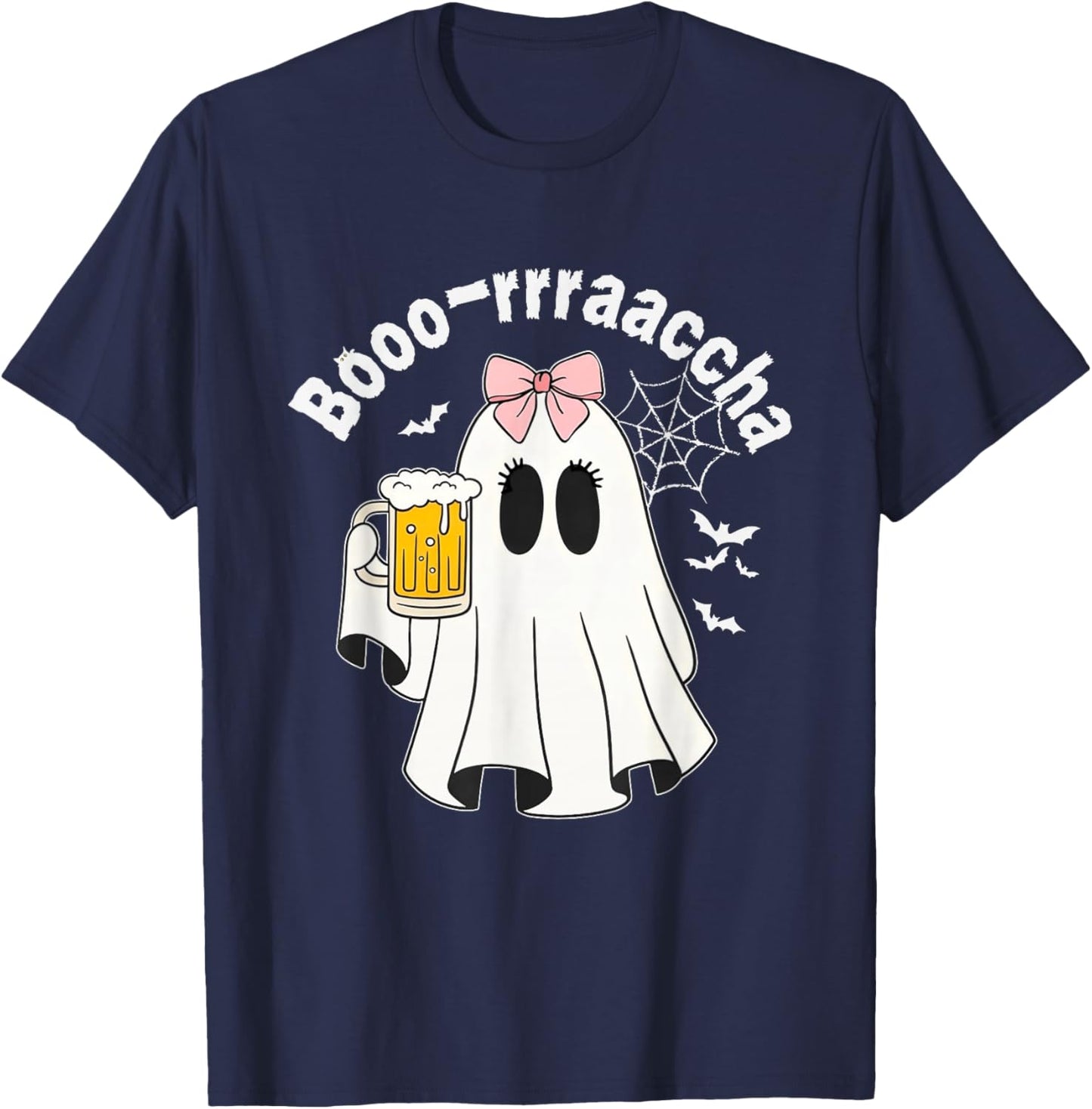 Boo-racha Funny Halloween Ghost Beer Design Borracha T-Shirt - T-Shirt | Navy