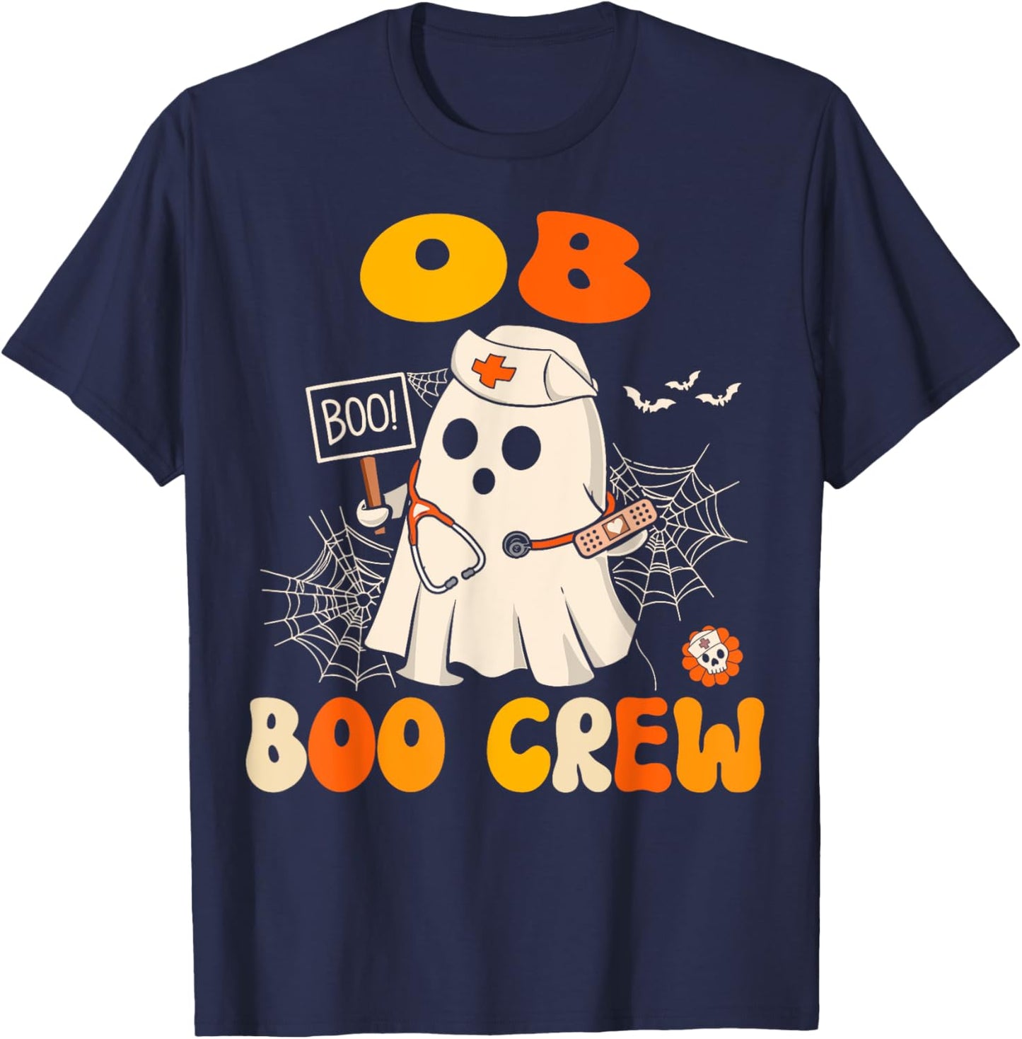 Groovy OB Nurse Funny Halloween Costume OB Gyn Nurse T-Shirt - T-Shirt | Navy