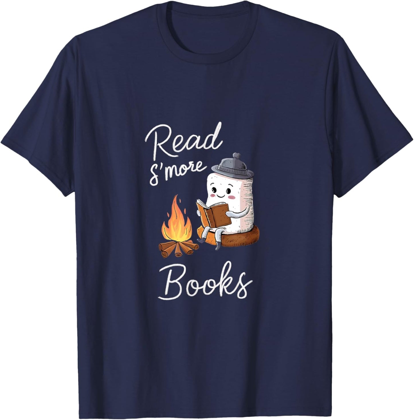 Read S'more Books Cute Campfire | Reading Book Lovers T-Shirt - T-Shirt | Navy