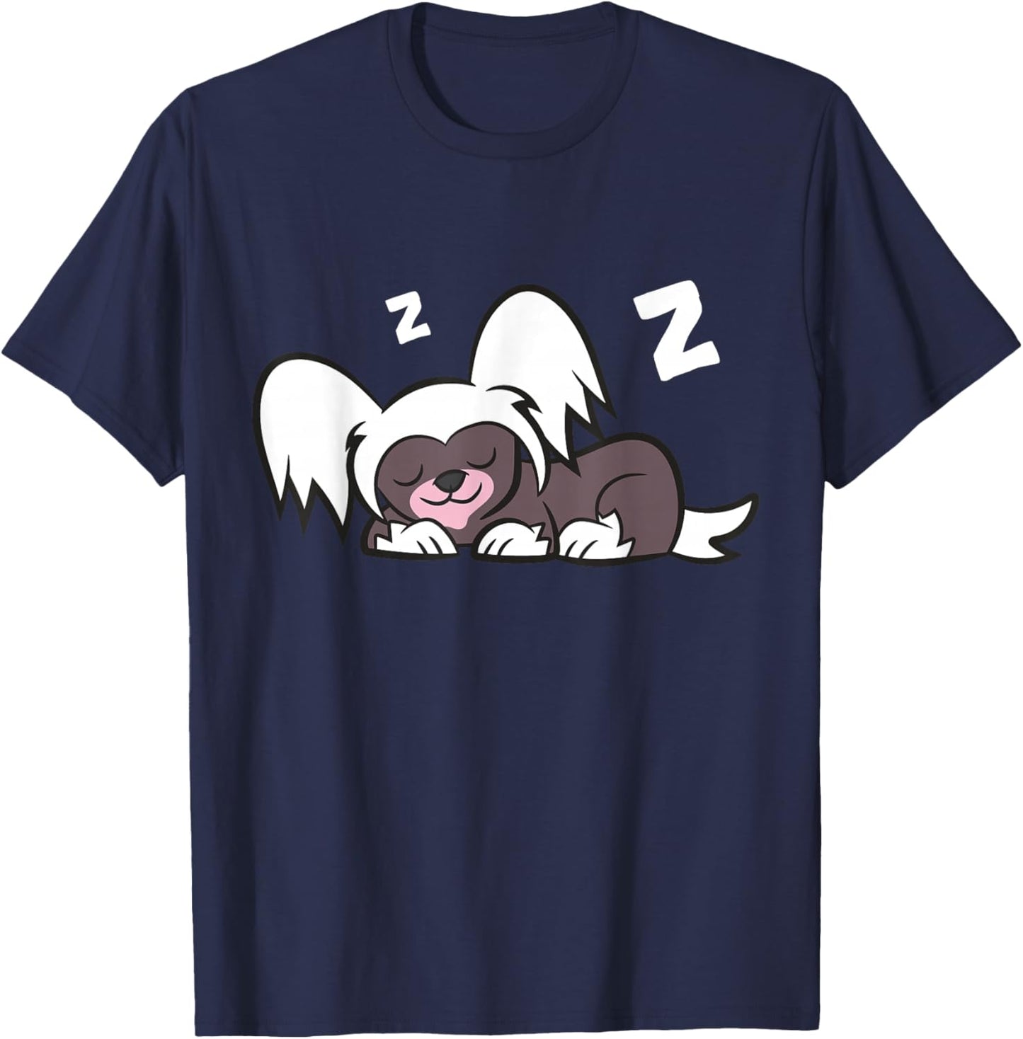 Sleeping Chinese Crested Lazy Chinese Crested Dog T-Shirt - T-Shirt | Navy