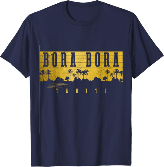 Bora Bora Tahiti Beach Vacation Vintage Souvenir T-Shirt - T-Shirt | Navy