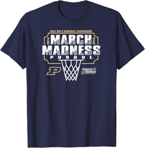 Purdue Boilermakers March Madness 2025 Basketball Black T-Shirt - T-Shirt | Navy