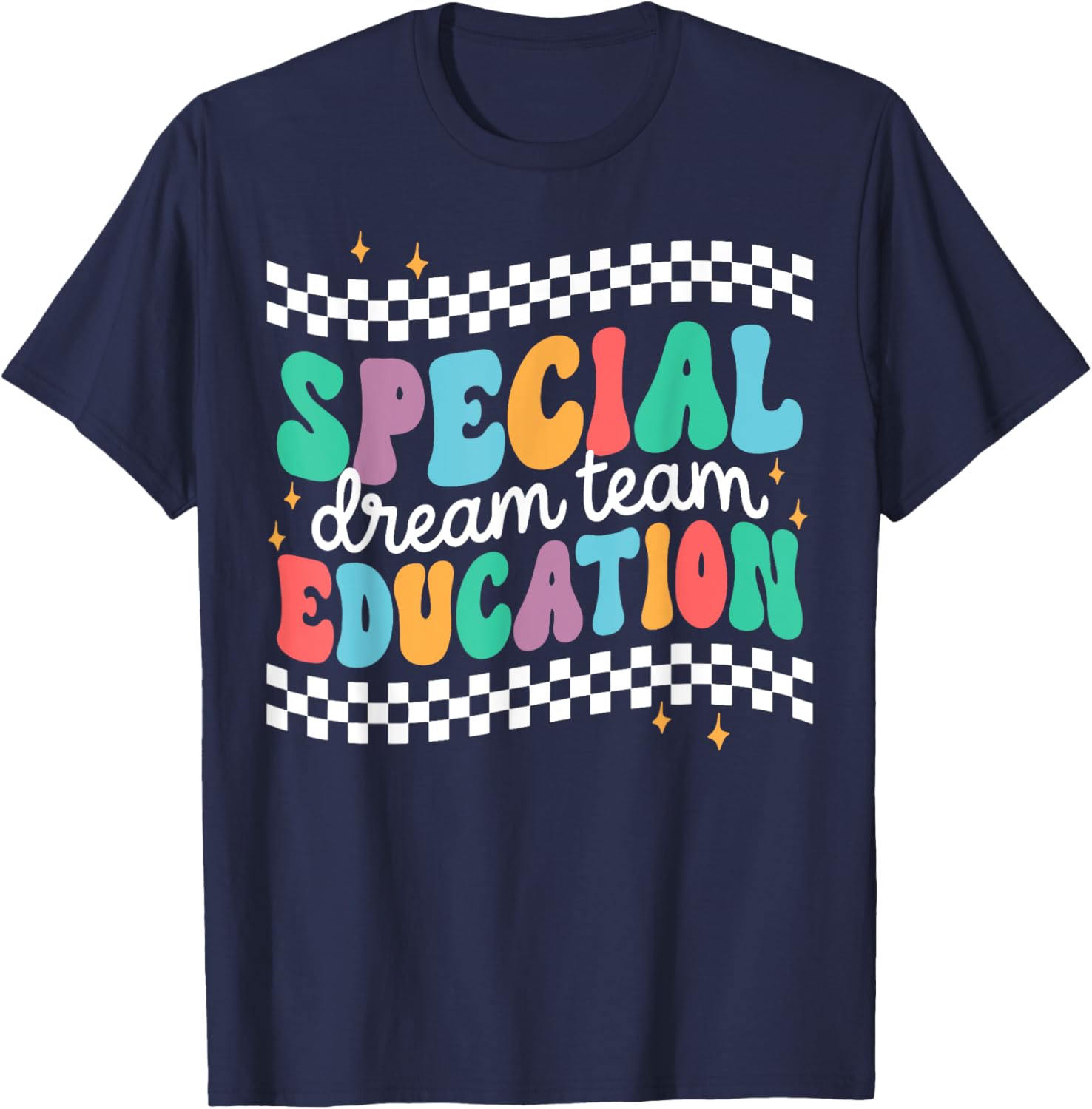 Retro Special Education Squad Groovy Dream Team SPED Teacher T-Shirt - T-Shirt | Navy