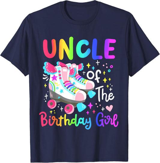 Uncle of the Birthday Girl Skater Roller Skate Family Party T-Shirt - T-Shirt | Navy