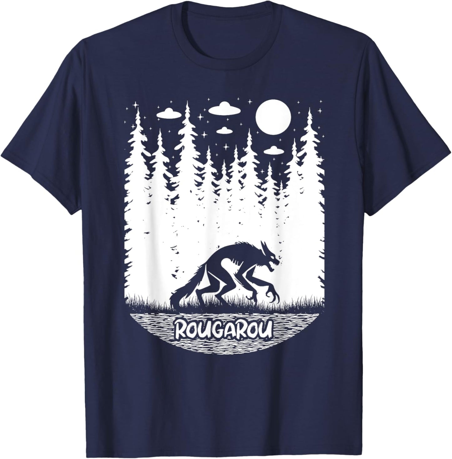 Funny Cryptid Rougarou Ufos Folklore Creature Cryptozoology T-Shirt - T-Shirt | Navy