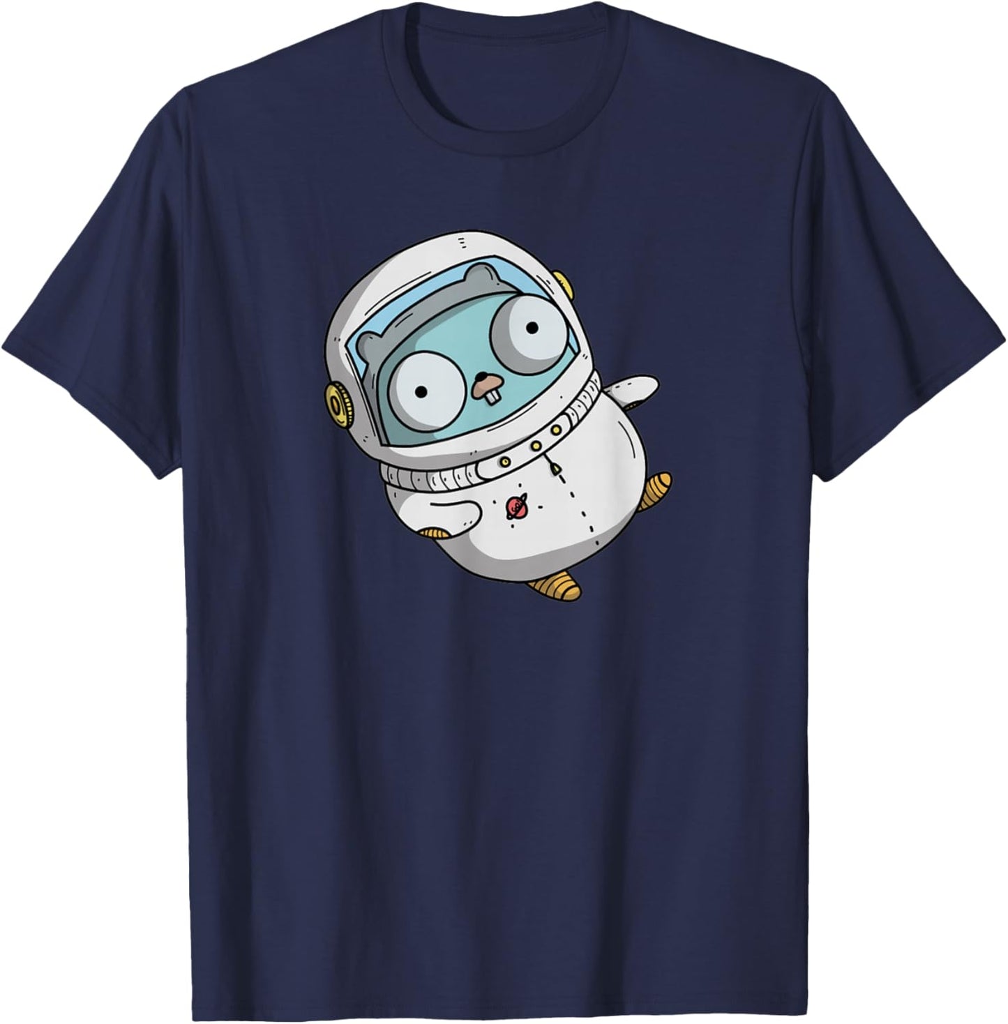 Astronaut Gopher - Fun Programmer Developer GO lang Logo T-Shirt - T-Shirt | Navy