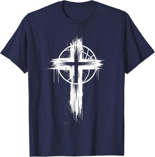 Christian Basketball Cross T-Shirt - T-Shirt | Navy