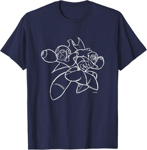 Capcom MEGA MAN VS. ProtoMan -Child - Black, Small - Short Sleeve, Cotton 80% Polyester 20% - Gaming T-Shirt - T-Shirt | Navy
