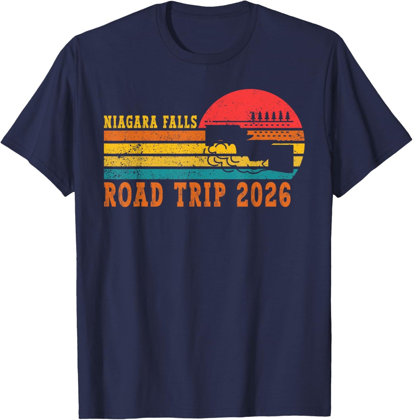 Niagara Falls Road Trip 2026 Summer Vacation Souvenir Retro T-Shirt - T-Shirt | Navy