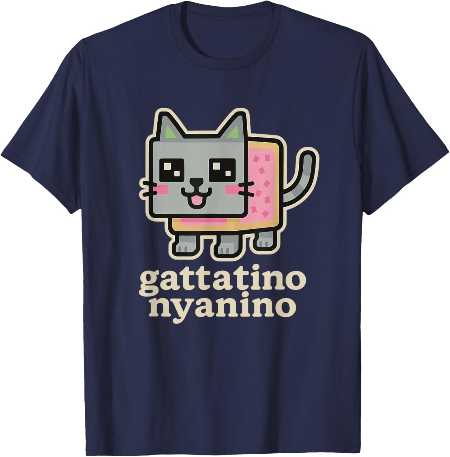 Gattatino Nyanino - Funny Cat Brainrot Gaming Slang Meme T-Shirt - T-Shirt | Navy