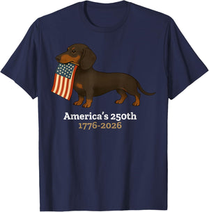 America’s 250th 1776 2026 Dachshund Dog USA Flag America T-Shirt - T-Shirt | Navy