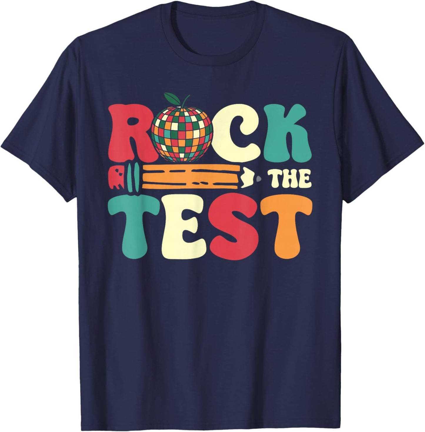 Rock The Test Day Disco Ball Testing Teacher T-Shirt - T-Shirt | Navy