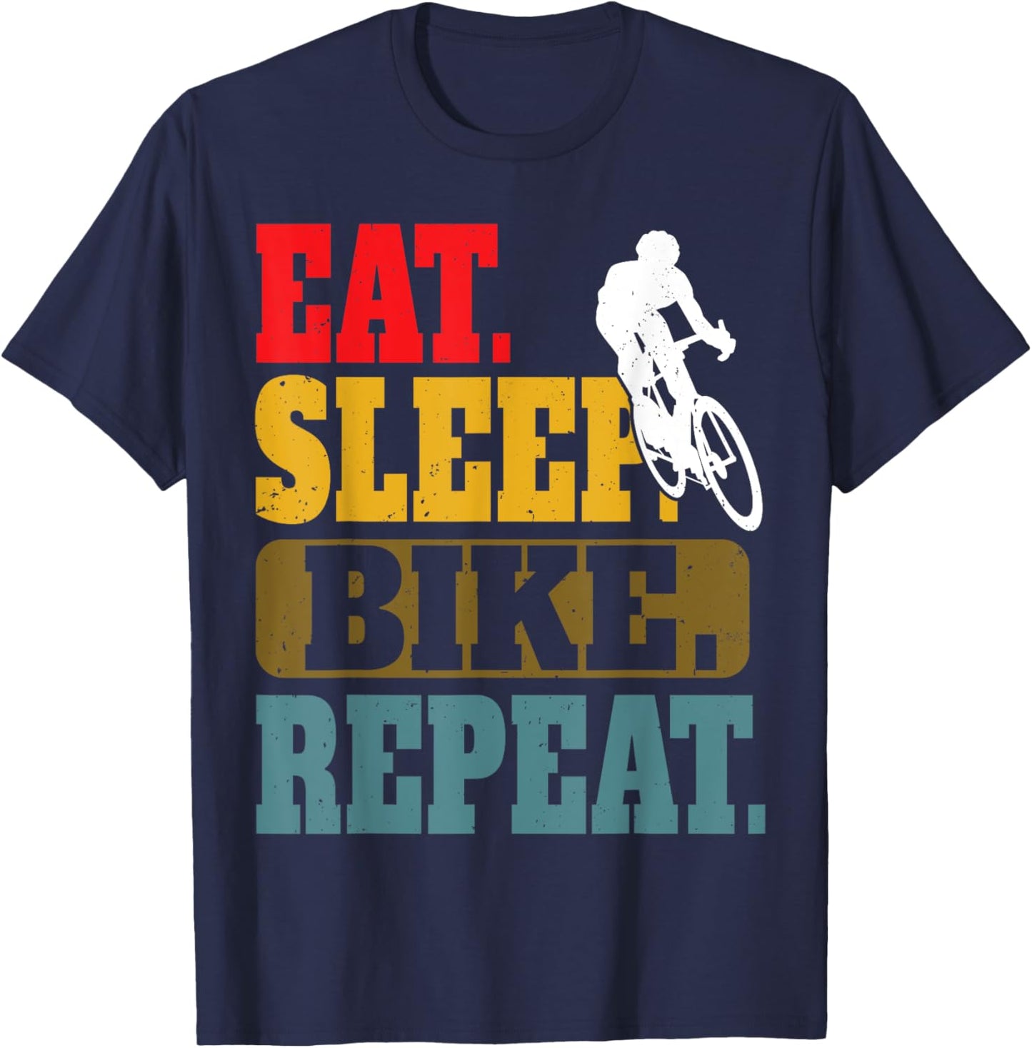 Eat Sleep Bike Repeat Cycling Cyclist Bicycling Kids Boys T-Shirt - T-Shirt | Navy