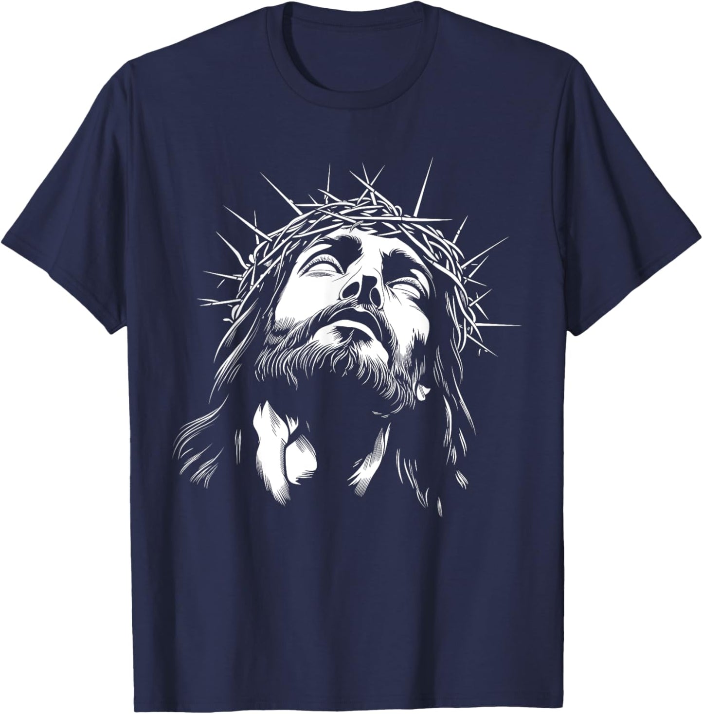 Crown of Thorns - Head of Jesus Christ T-Shirt - T-Shirt | Navy