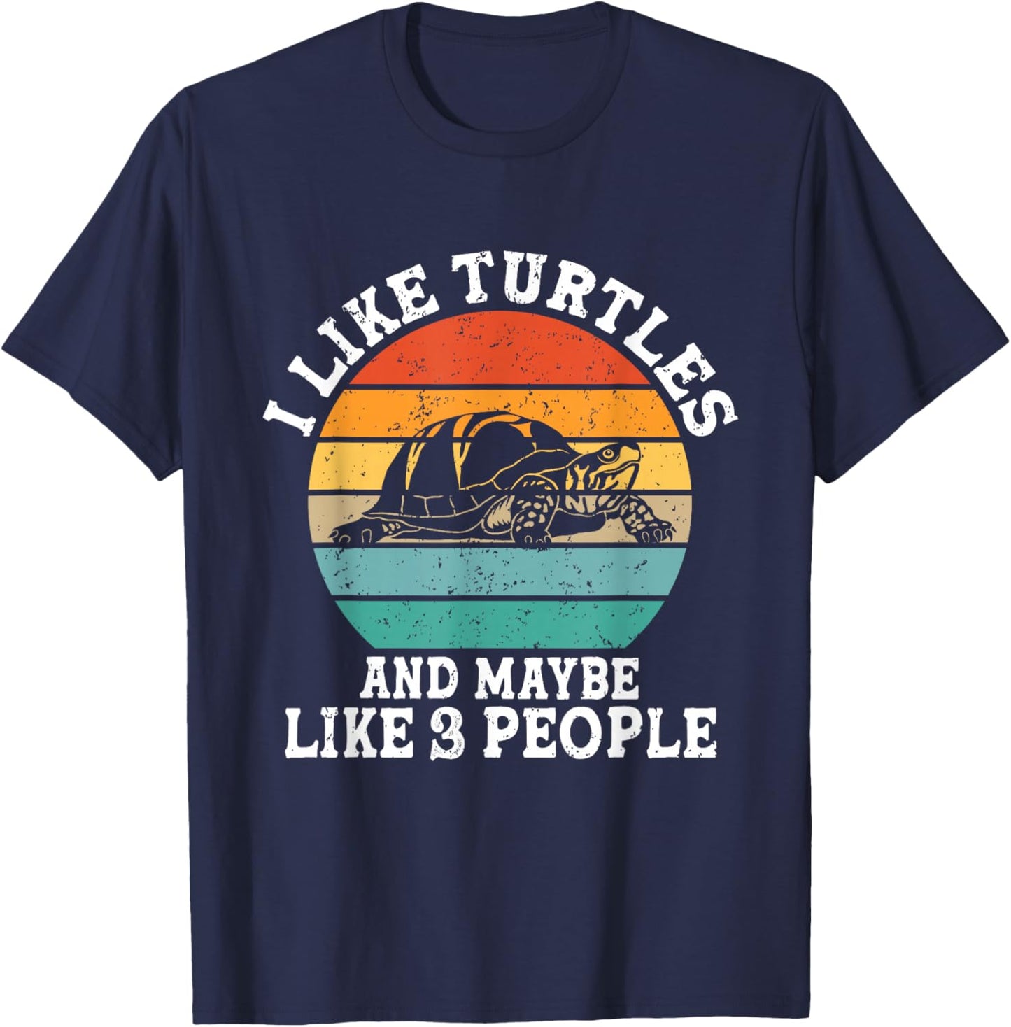 J'aime Les Tortues et Peut-être 3 Personnes, drôle et rétro T-Shirt - T-Shirt | Navy