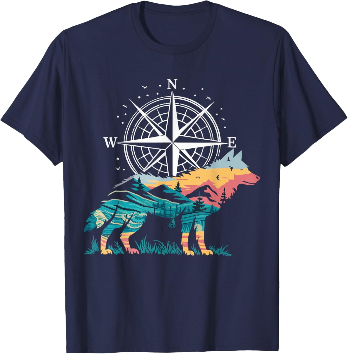Wolf Compass Hiker T-Shirt - T-Shirt | Navy