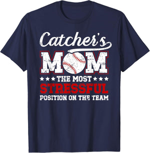 Catcher's Mom Baseball Catcher Mom Baseball Catcher Mama T-Shirt - T-Shirt | Navy