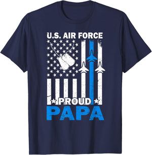 US Air Force USAF Veteran Proud Papa Family Matching T-Shirt - T-Shirt | Navy