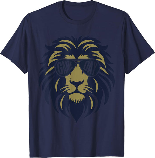 Football Game Day Lion Vintage T-Shirt - T-Shirt | Navy