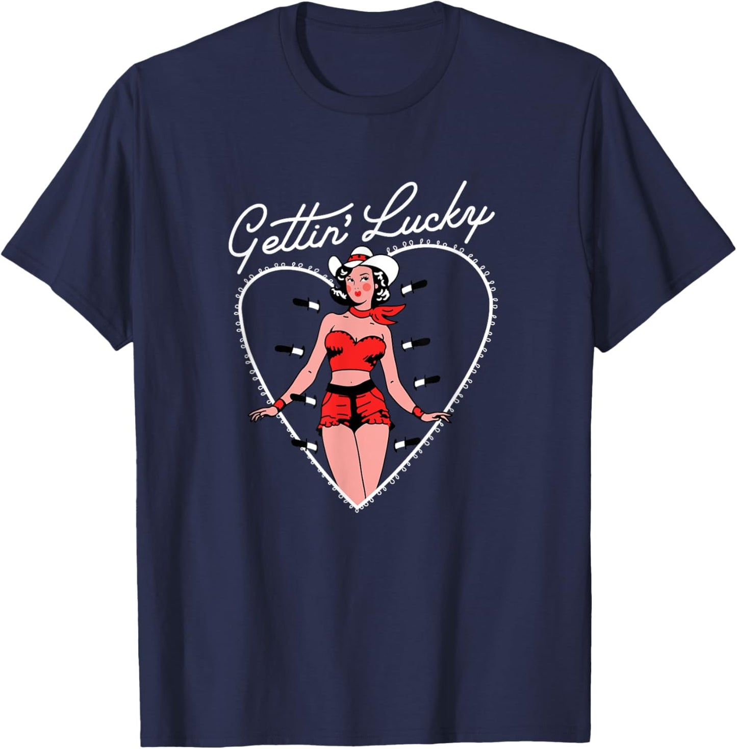 Funny Valentine Gettin' Lucky T-Shirt - T-Shirt | Navy