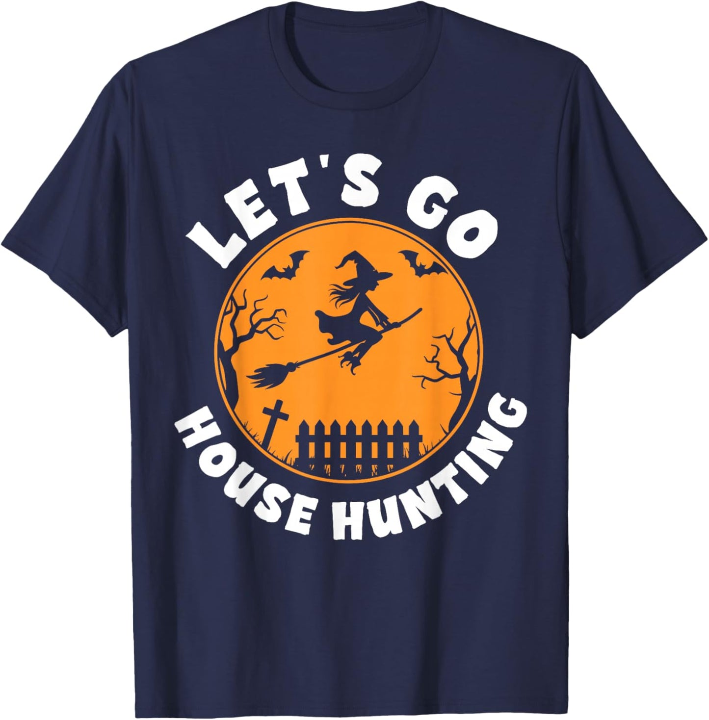 Retro Let's Go House Hunting Ghost Real Estate Halloween T-Shirt - T-Shirt | Navy