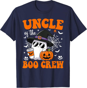 Uncle Boo Crew Groovy Ghost Matching Family Halloween T-Shirt - T-Shirt | Navy