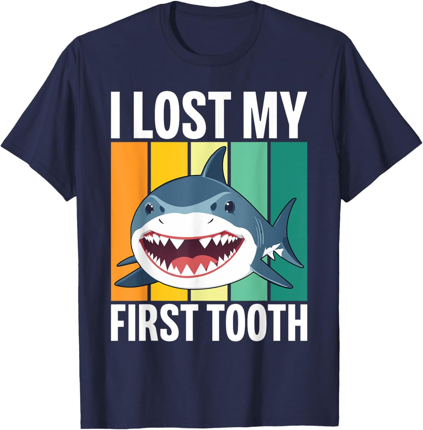 Funny Tooth Fairy Vintage Shark I Lost My First Tooth T-Shirt - T-Shirt | Navy