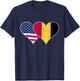 USA and Belgium Flags - American & Belgian Vintage Hearts T-Shirt - T-Shirt | Navy