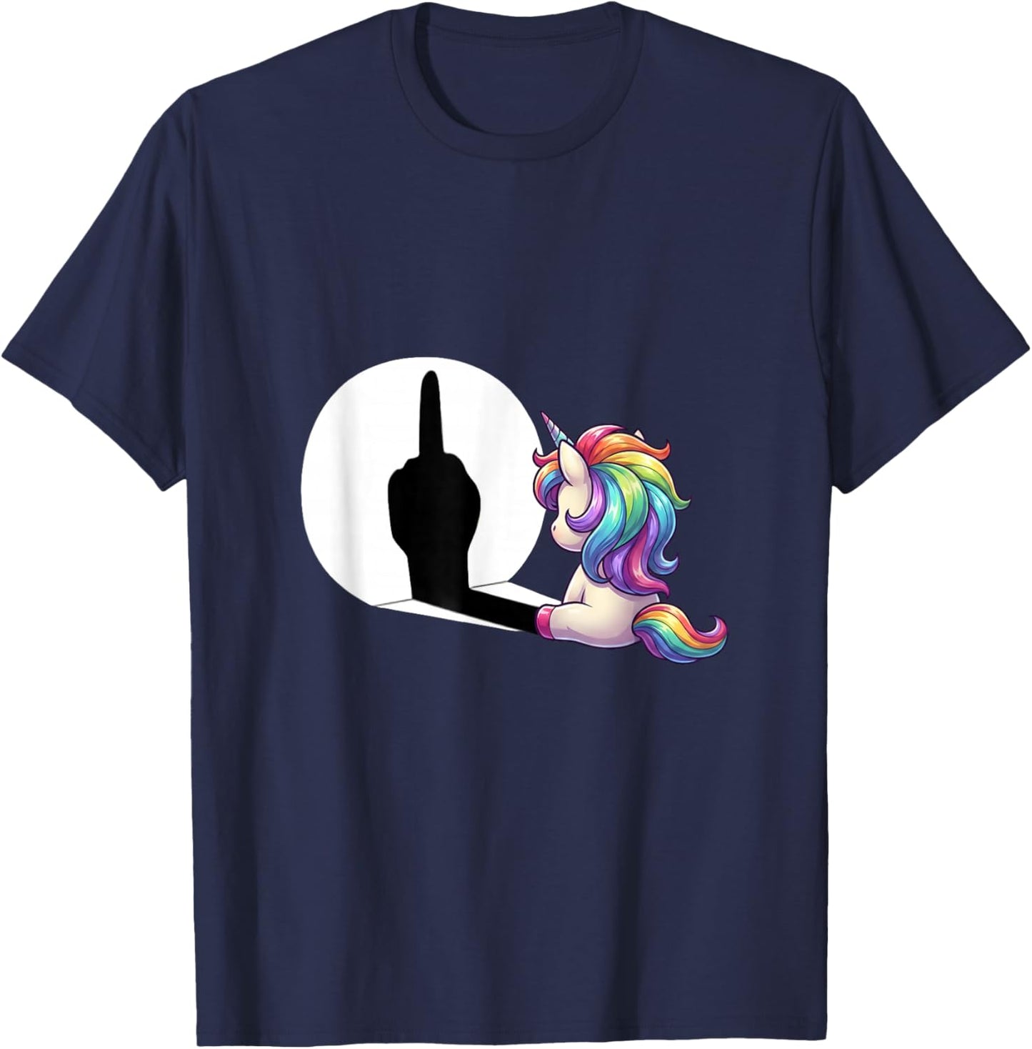 Funny Unicorn with Middle Finger - Morgenmuffel T-Shirt - T-Shirt | Navy