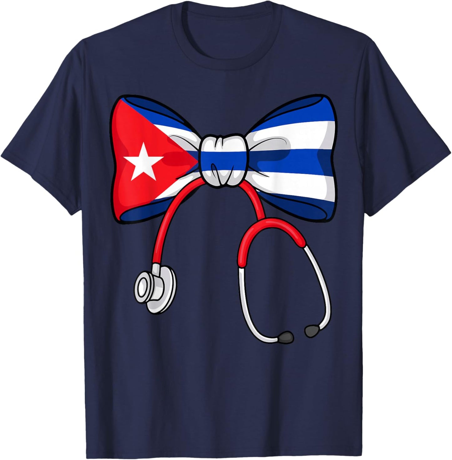 Cuban Nurse Pride Cuba Flag RN Heartbeat Hero T-Shirt - T-Shirt | Navy