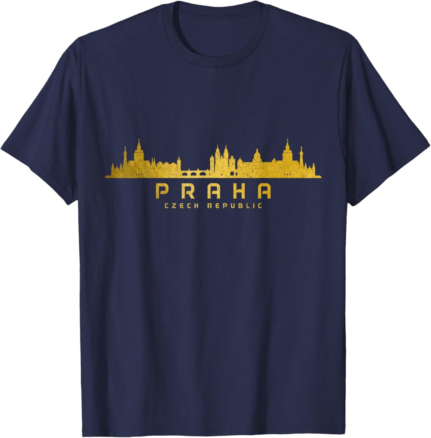 Prague Skyline Czech Republic Praha Souvenir T-Shirt - T-Shirt | Navy