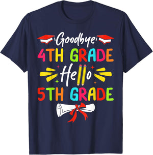 Goodbye 4th Grade Hello 5th Grade Graduate Kids Graduation T-Shirt - T-Shirt | Navy