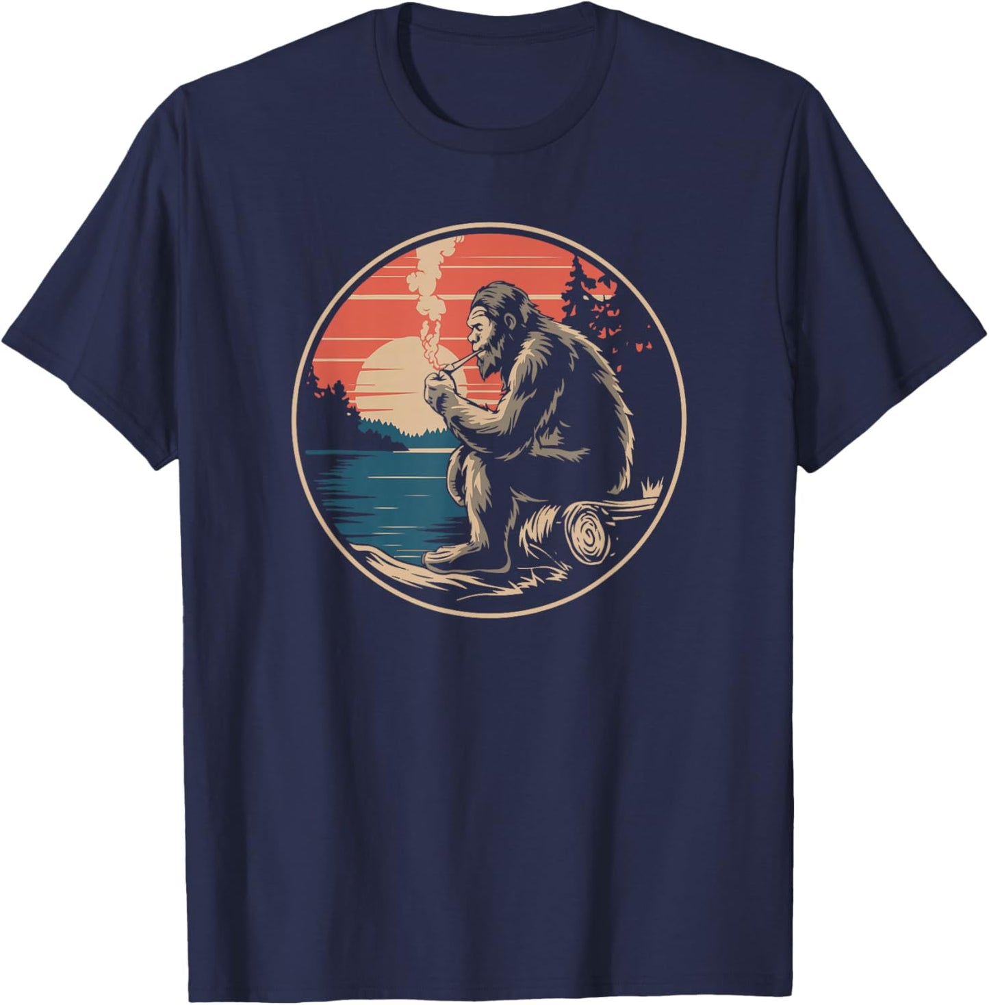 Bigfoot in Nature Tuxedo A "J" Funny Nature Weed Art T-Shirt - T-Shirt | Navy