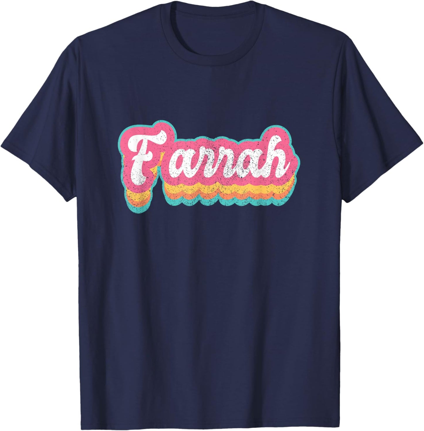 Farrah First Name Girl Vintage 70s 80s Personalized T-Shirt - T-Shirt | Navy