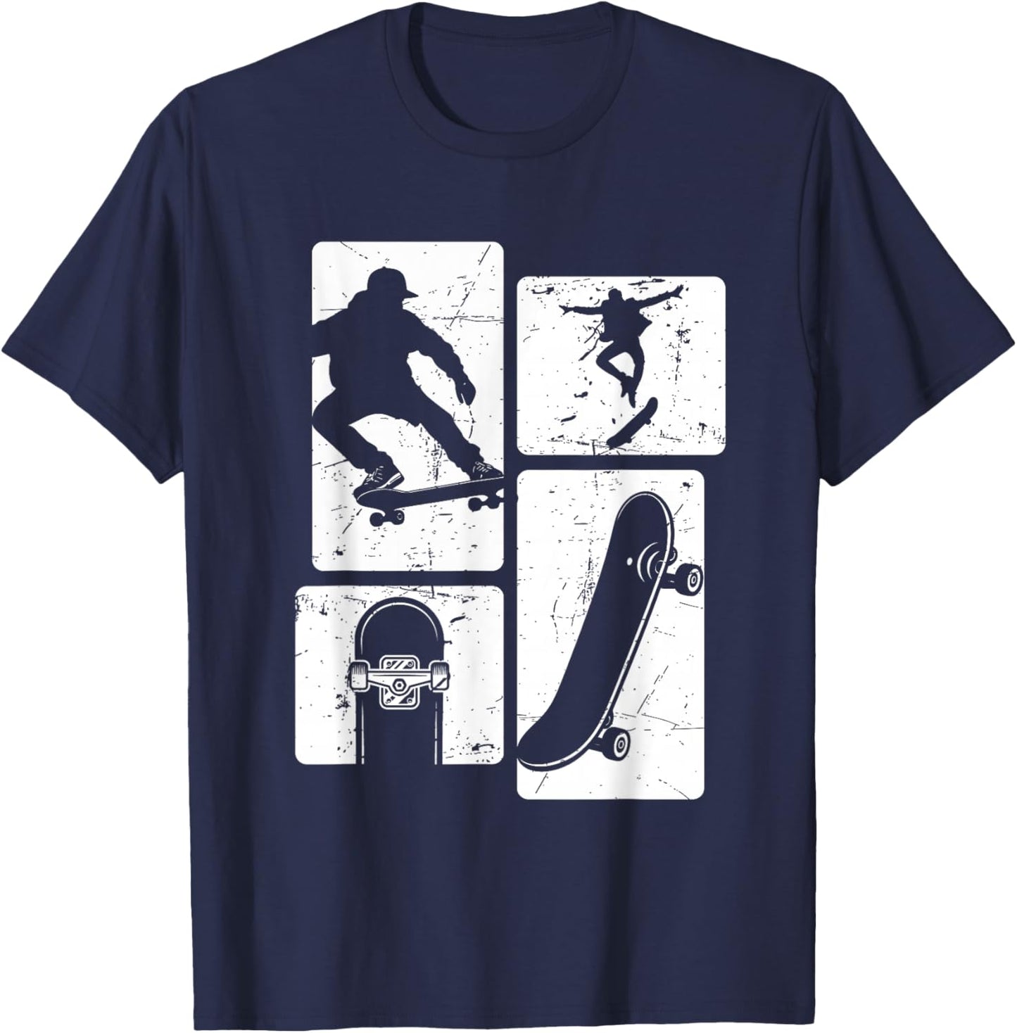 Vintage Retro Skateboard Stunt T-Shirt - T-Shirt | Navy