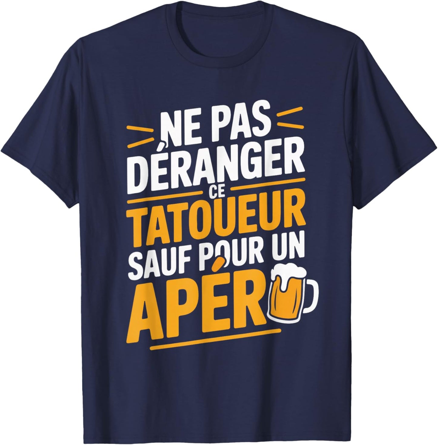 Aperitif Tattoo Man Funny Beer Gift T-Shirt - T-Shirt | Navy