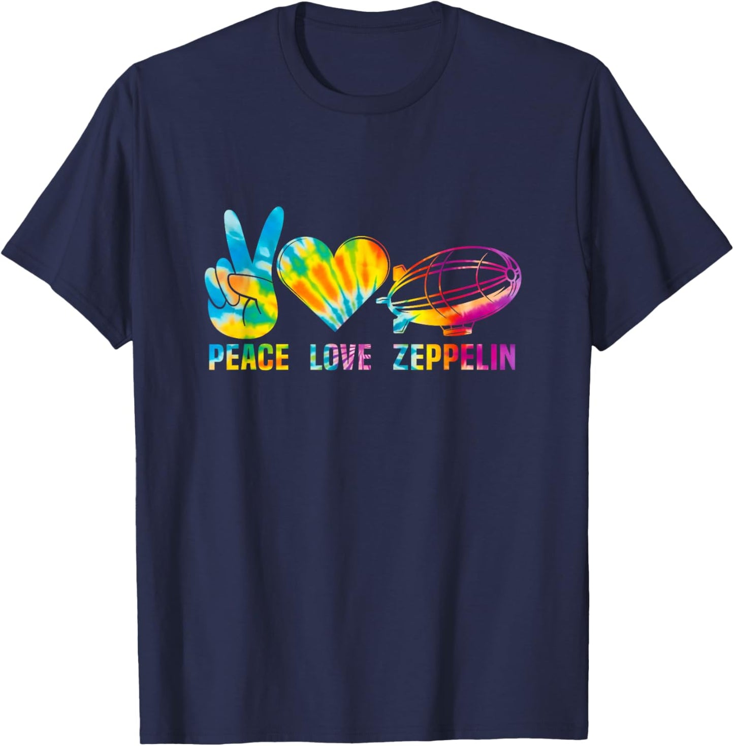 Tie Dye Dirigible Airship Blimp Zepelin Peace Love Zeppelin T-Shirt - T-Shirt | Navy