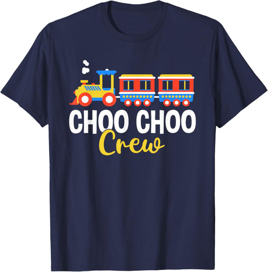 Choo Choo Crew Railway Train Birthday T-Shirt - T-Shirt | Navy
