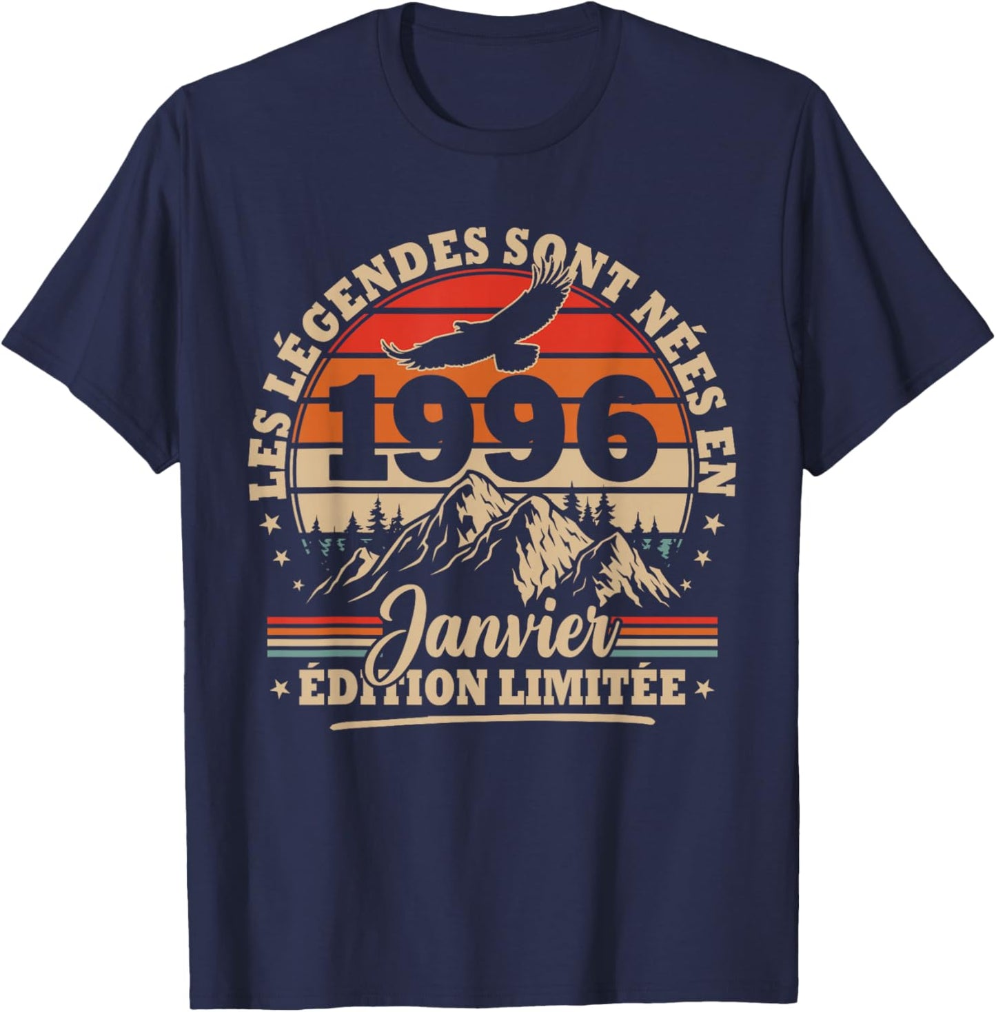 Vintage Birthday 30 Years Gift Born in January 1996 T-Shirt - T-Shirt | Navy