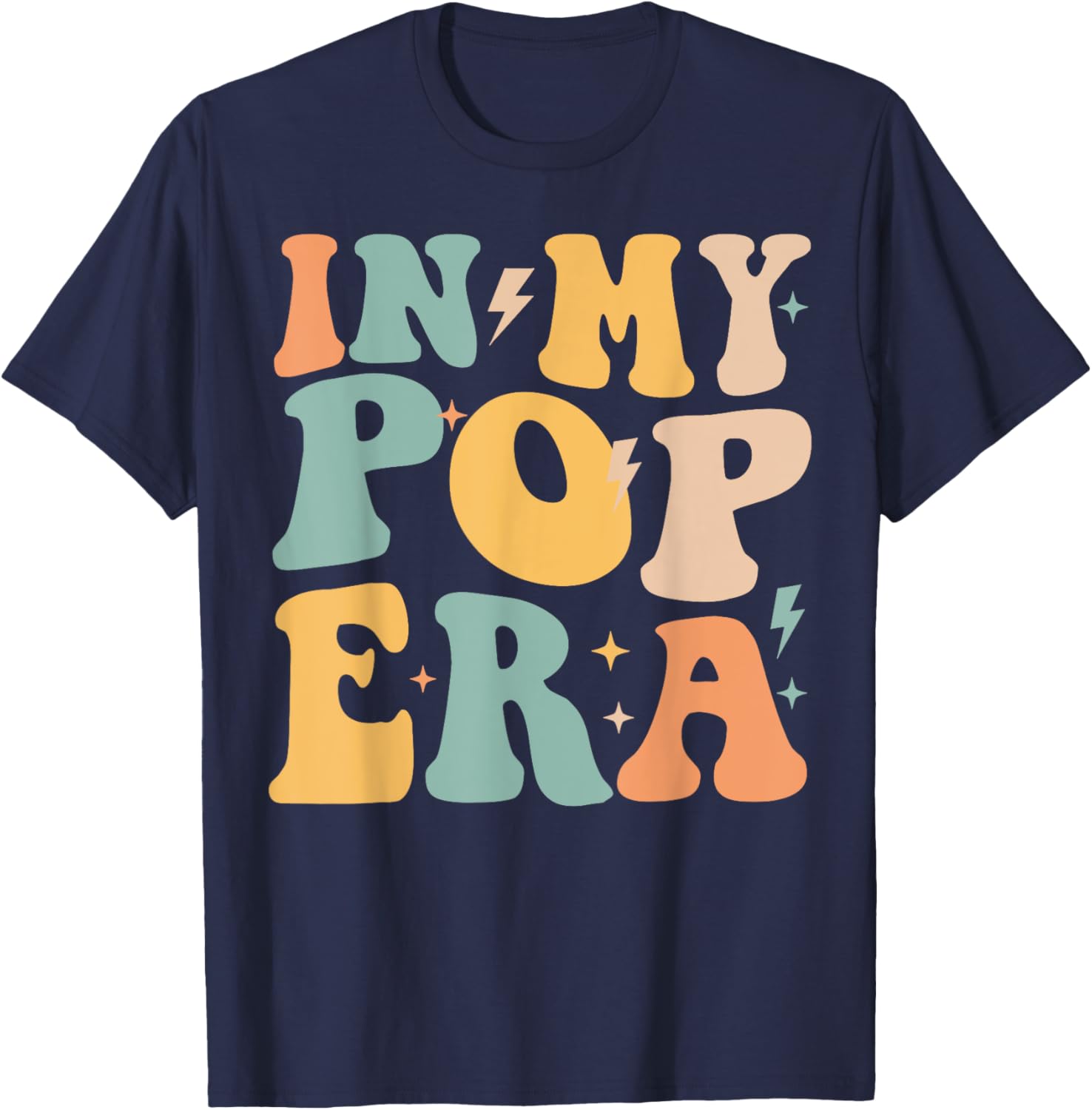 Retro Groovy In My Pop Era Father's Day T-Shirt - T-Shirt | Navy