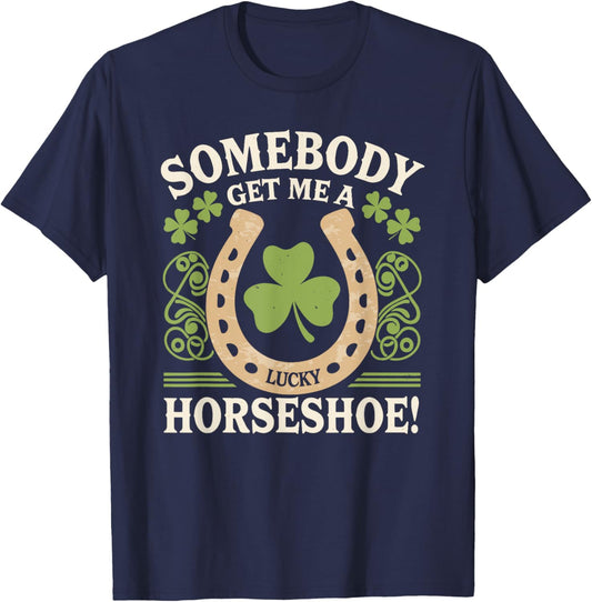 Horseshoe Irish Pride St. Patrick's Day Shenanigans Green T-Shirt - T-Shirt | Navy