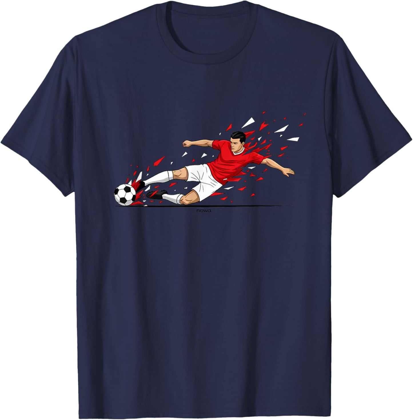 Fussball Tackling UND GRÄTSCHE IN ROT UND Weiss Comic T-Shirt - T-Shirt | Navy